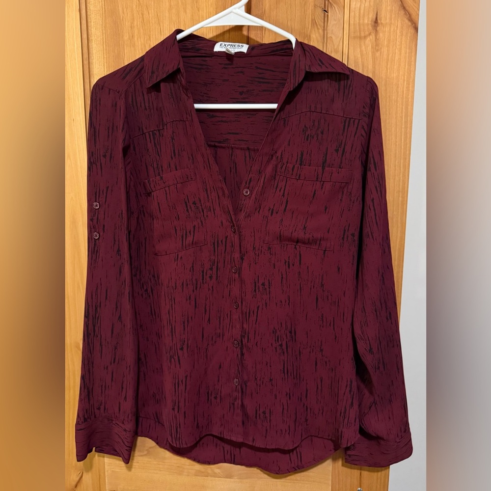 Express Deep Red Portofino Shirt Size XS